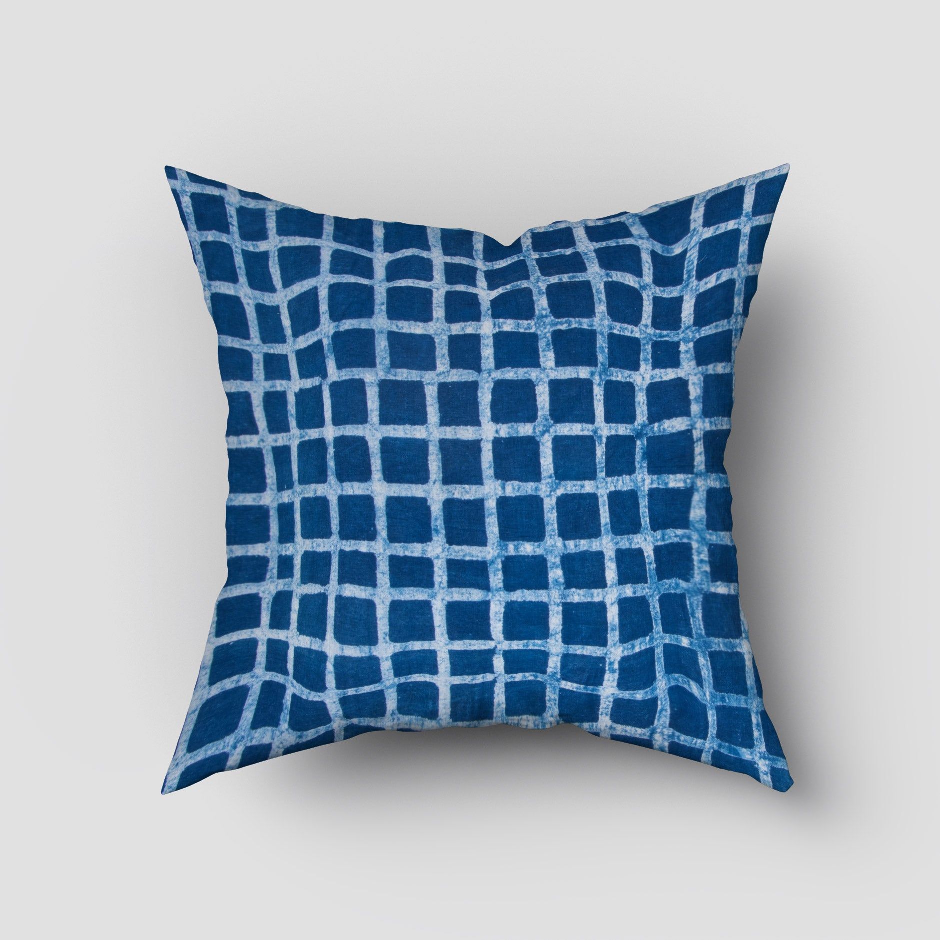 Geometrical Hand Block Cotton Sofa Blue Cushion Covers